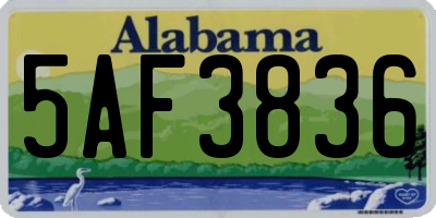AL license plate 5AF3836