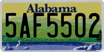 AL license plate 5AF5502