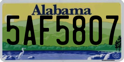 AL license plate 5AF5807