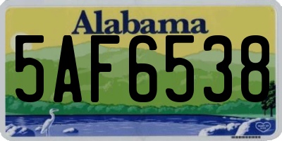AL license plate 5AF6538
