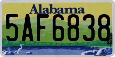 AL license plate 5AF6838