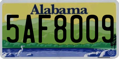 AL license plate 5AF8009