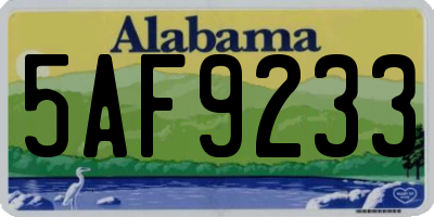 AL license plate 5AF9233