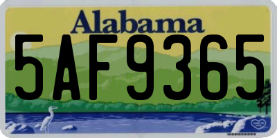 AL license plate 5AF9365