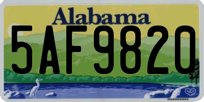 AL license plate 5AF9820
