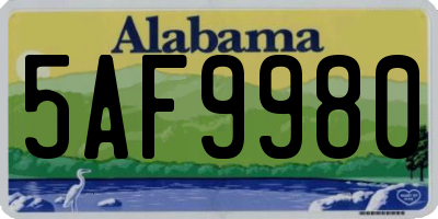 AL license plate 5AF9980