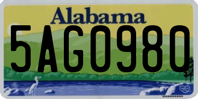 AL license plate 5AG0980