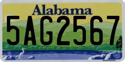 AL license plate 5AG2567