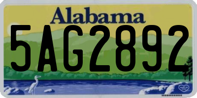 AL license plate 5AG2892