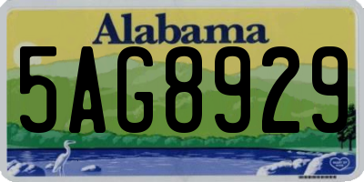 AL license plate 5AG8929