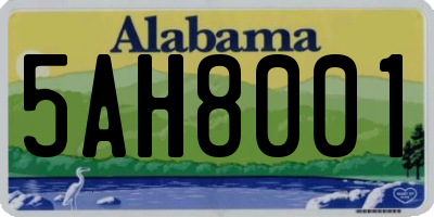 AL license plate 5AH8001
