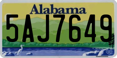 AL license plate 5AJ7649