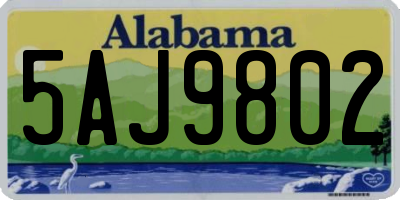 AL license plate 5AJ9802
