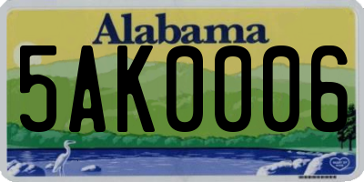 AL license plate 5AK0006