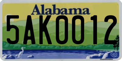 AL license plate 5AK0012