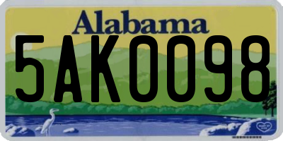 AL license plate 5AK0098