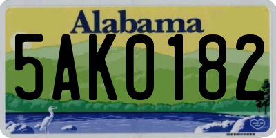 AL license plate 5AK0182