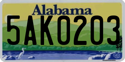 AL license plate 5AK0203