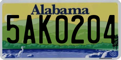AL license plate 5AK0204