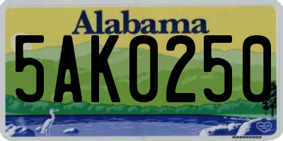 AL license plate 5AK0250
