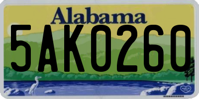 AL license plate 5AK0260