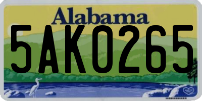 AL license plate 5AK0265