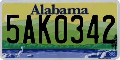 AL license plate 5AK0342