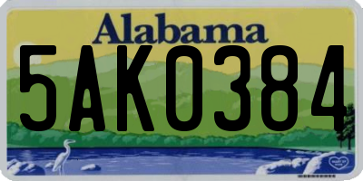 AL license plate 5AK0384