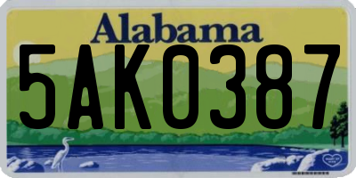 AL license plate 5AK0387