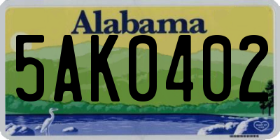 AL license plate 5AK0402