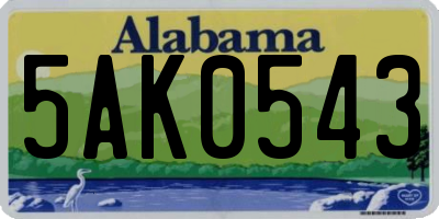 AL license plate 5AK0543