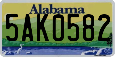 AL license plate 5AK0582