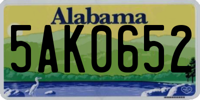 AL license plate 5AK0652