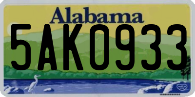 AL license plate 5AK0933