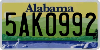 AL license plate 5AK0992