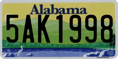AL license plate 5AK1998