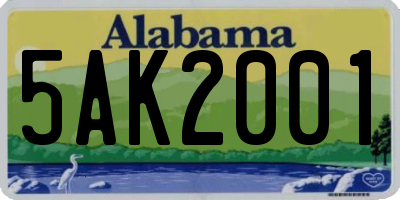 AL license plate 5AK2001