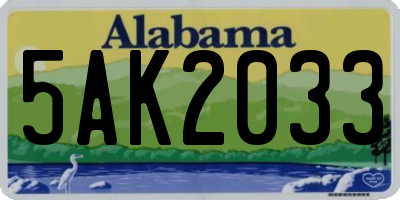 AL license plate 5AK2033