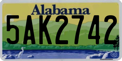 AL license plate 5AK2742