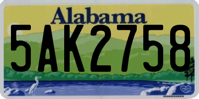 AL license plate 5AK2758