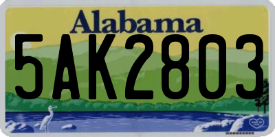AL license plate 5AK2803