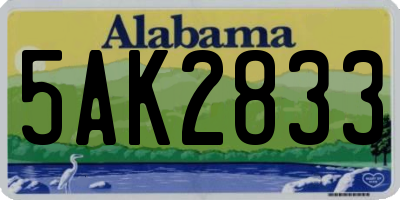AL license plate 5AK2833