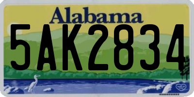 AL license plate 5AK2834
