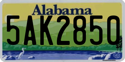 AL license plate 5AK2850