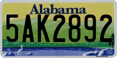 AL license plate 5AK2892