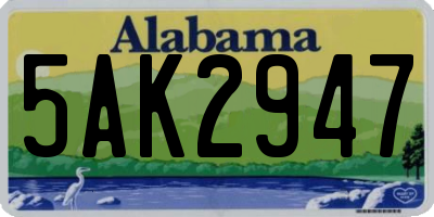 AL license plate 5AK2947