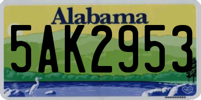 AL license plate 5AK2953