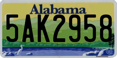 AL license plate 5AK2958