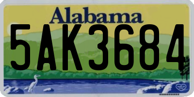 AL license plate 5AK3684