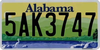 AL license plate 5AK3747